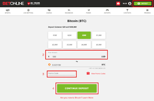 deposit bitcoin with betonline