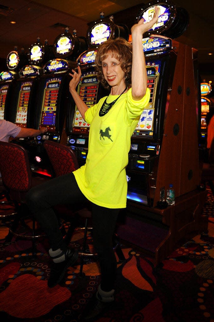 Prancercise founder and internet sensation Joanna Rohrback demonstrates her &#x00201c;springy, rhythmic way of moving forward&#x00201d; at the Seminole Casino Coconut Creek on June 18, 2013 in Coconut Creek, Florida. (Photo by Jeff Daly/Invision/AP)