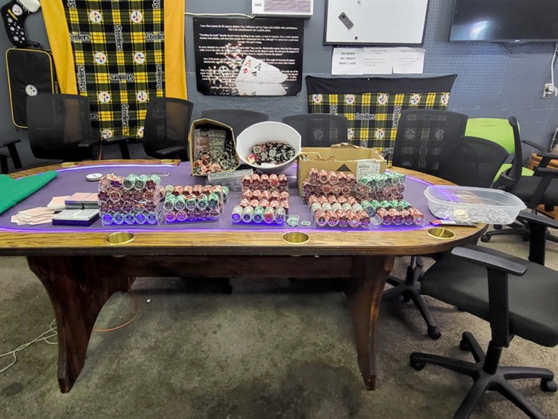 Gambling paraphernalia seized at Allen's Automotive Company, according to the Fayetteville Police Department.