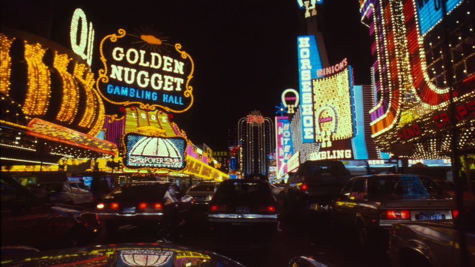 Hotels and casinos on Fremont Street in downtown Las Vegas, 1983. - Jack Mitchell/Getty Images