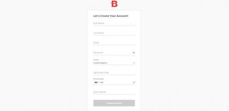 BetOnline sign up form