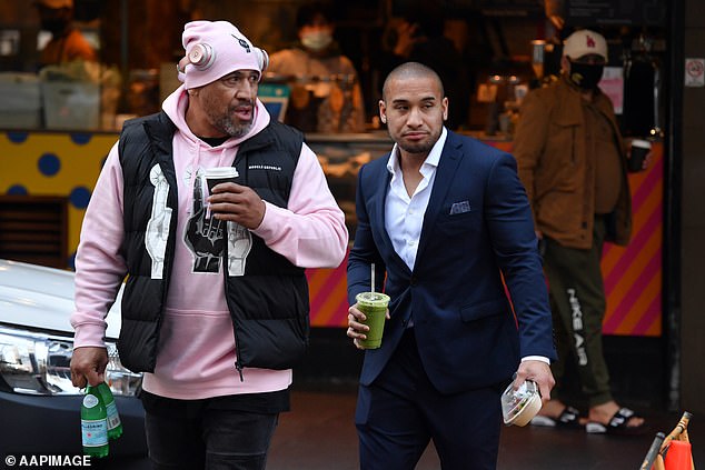 Jamil Hopoate (right) is the son of former NRL bad boy and Manly winger John Hopoate (left)