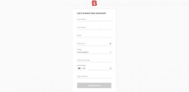 BetOnline sign up form