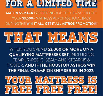 Now the Astros have won it all, any customer who spent $3,000 or more at 'Mattress Mack's' furniture store can get a refund on their purchases while keeping the items 