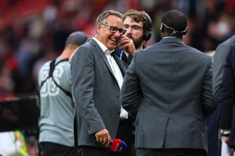 MANCHESTER, ENGLAND - SEPTEMBER 04: Paul Merson working for Sky Sports TV during the Premier League match between Manchester United and Arsenal FC at Old Trafford on September 4, 2022 in Manchester, United Kingdom. (Photo by Robbie Jay Barratt - AMA/Getty Images)