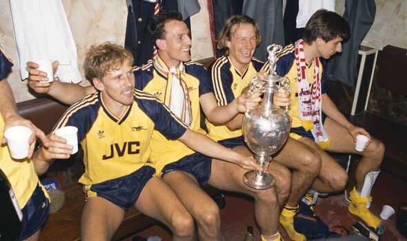 Paul Merson celebrating the league win