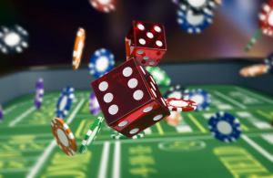 close up view of a craps table with dice