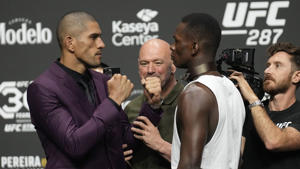 Alex Pereira and Israel Adesanya face off ahead of UFC 287