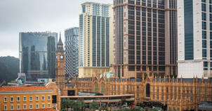 The Londoner Macao casino resort and the Venetian casino resort, along the Cotai strip in Macau, China.