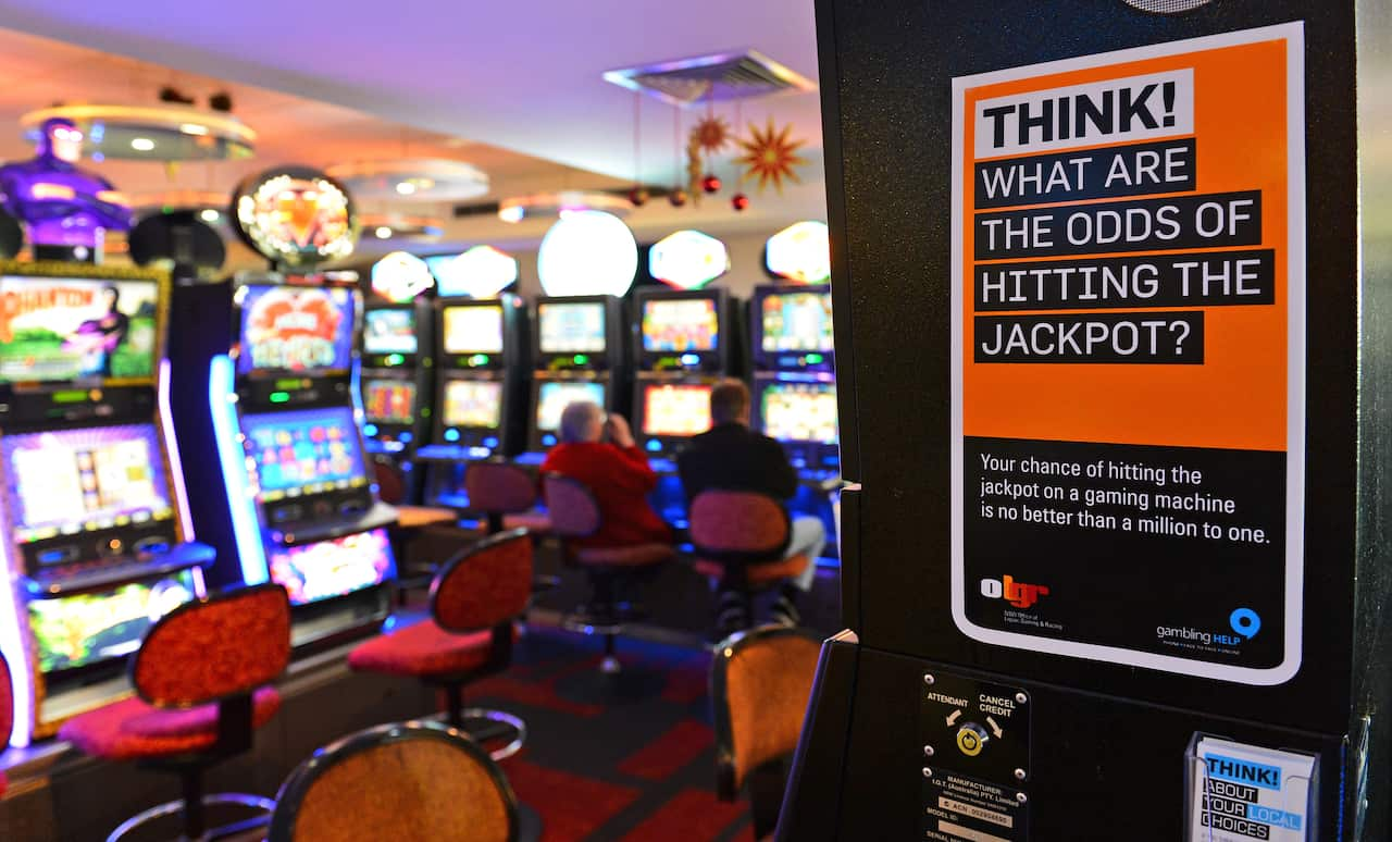 A room of pokie machines