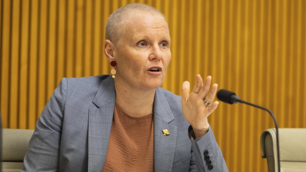 Committee chair Peta Murphy during a hearing at Parliament House into online gambling.