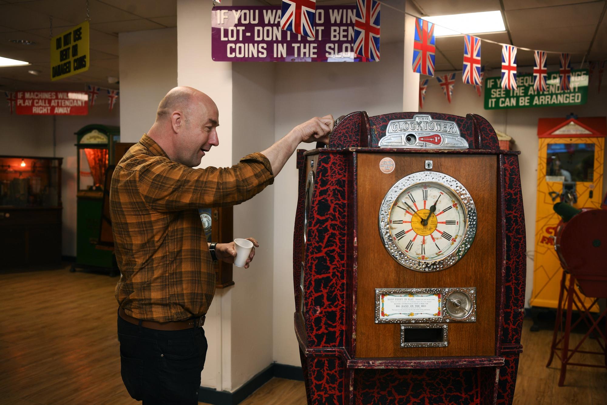 Inside the amusement arcade which gives you money to play with and isn't about gambling