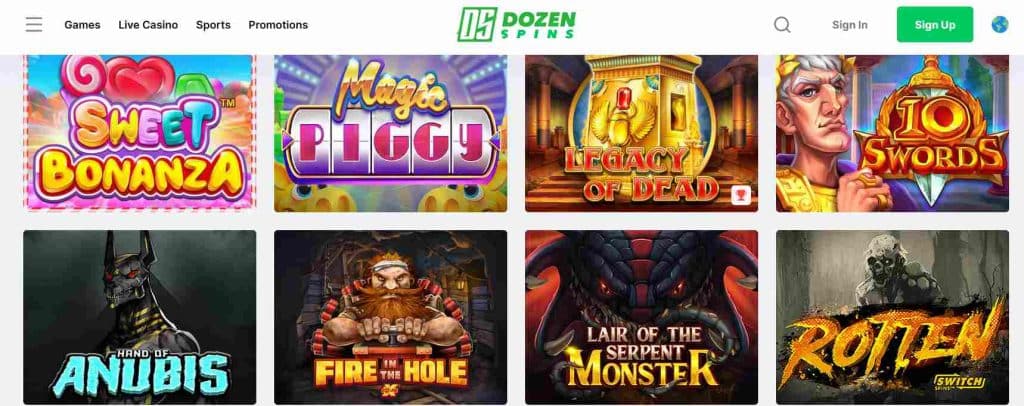 DozenSpins non-GamStop gaming site