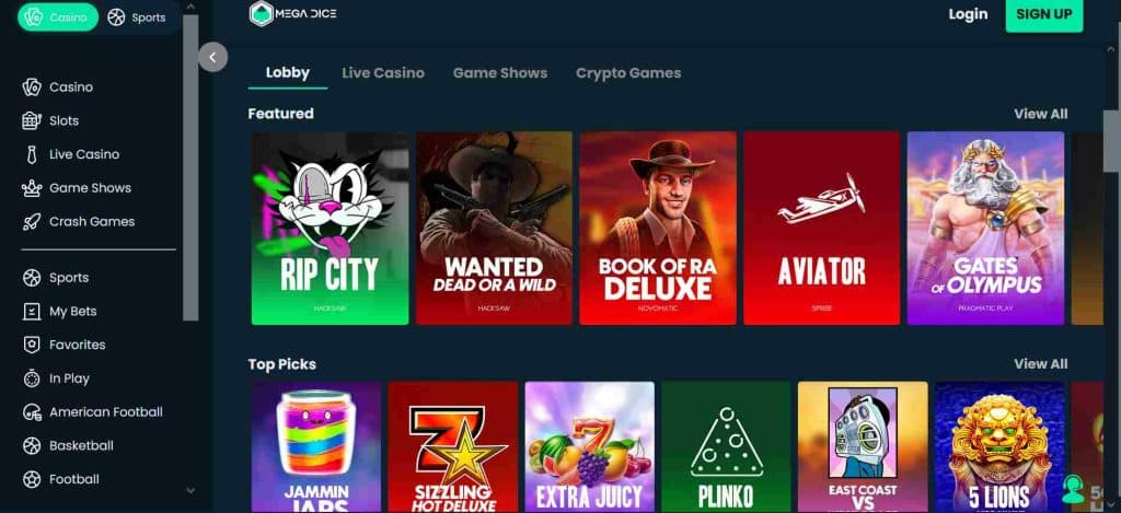 Mega Dice non-GamStop gambling site