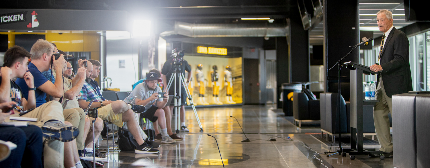 Iowa football head coach Kirk Ferentz discusses results of gambling probe, impacts of conference expansion at Iowa football media day