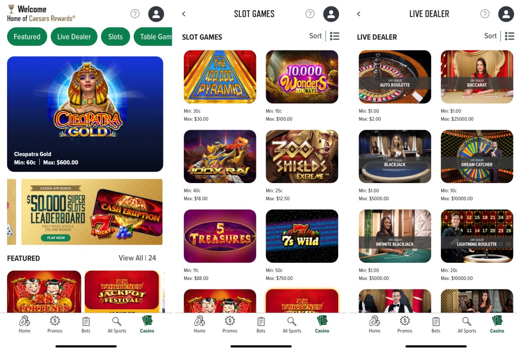 Caesars Casino NJ Mobile App