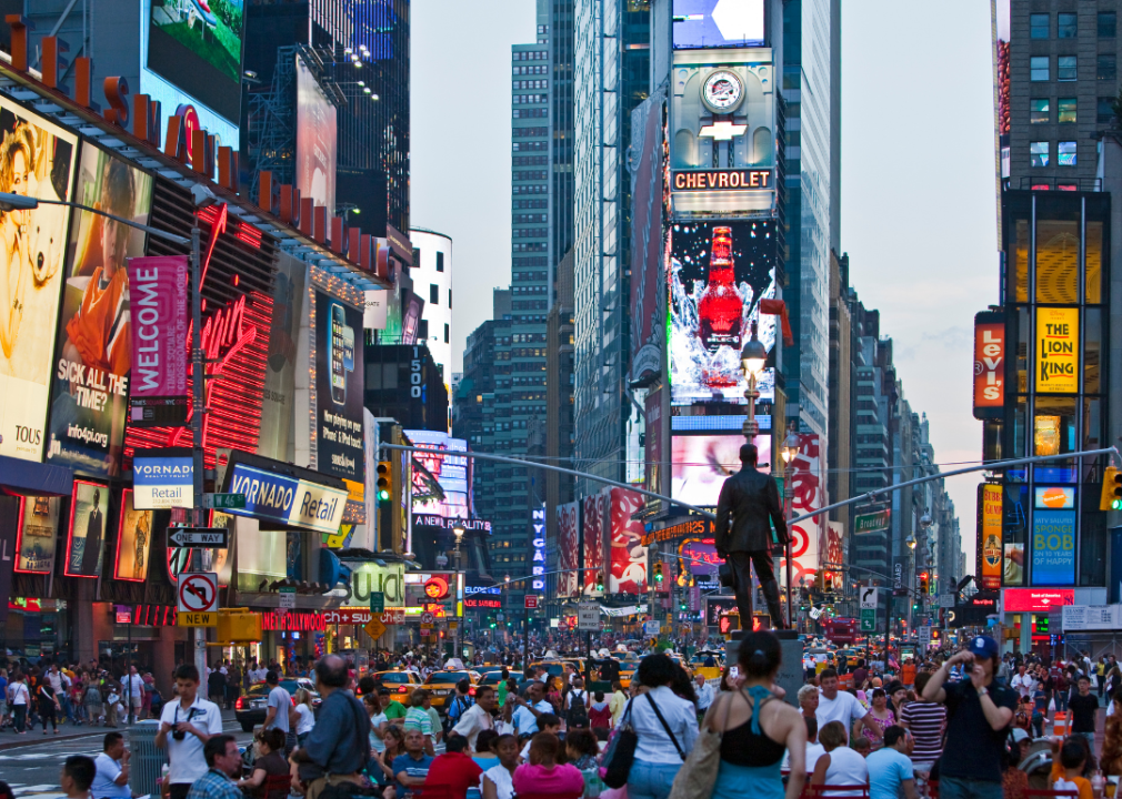 Crowds of people in New York.