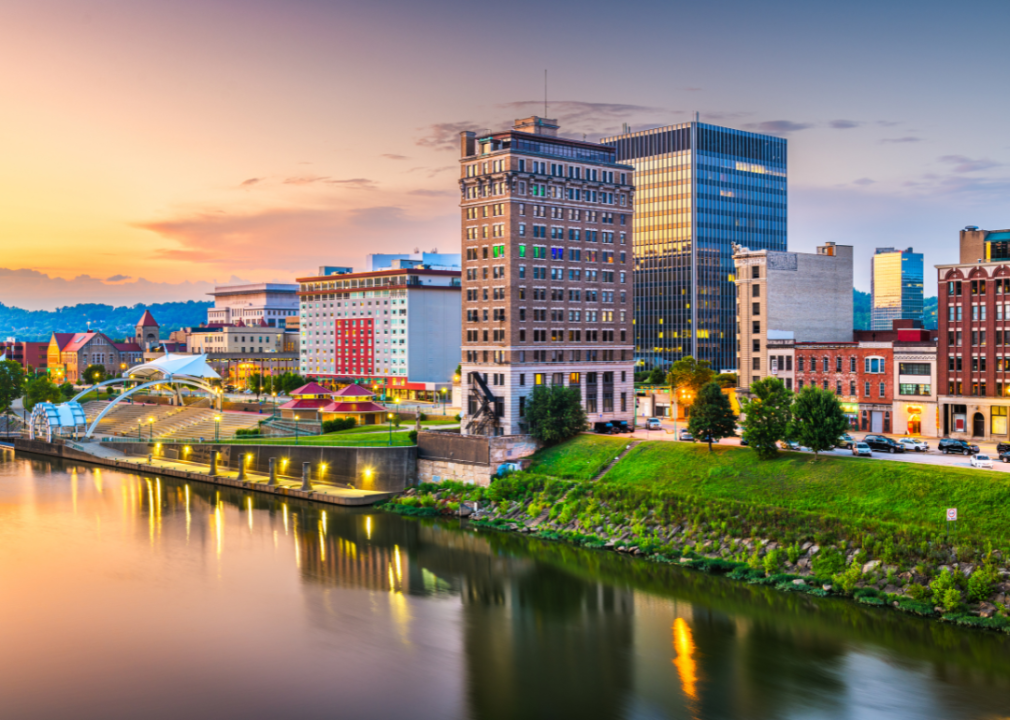 Charleston, West Virginia, buildings near the water.