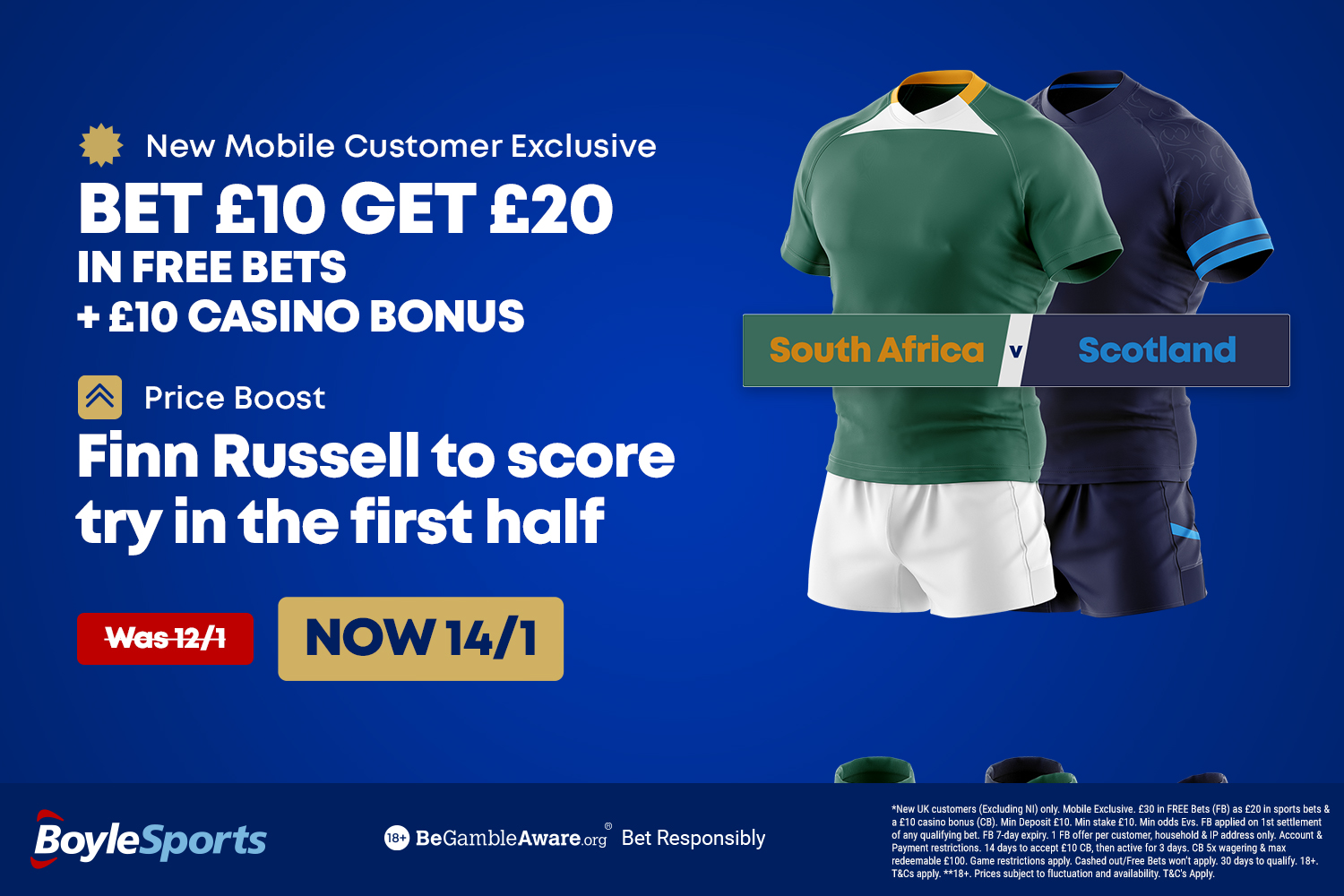 South Africa vs Scotland: Get £30 in bonuses and Finn Russell boost with BoyleSports