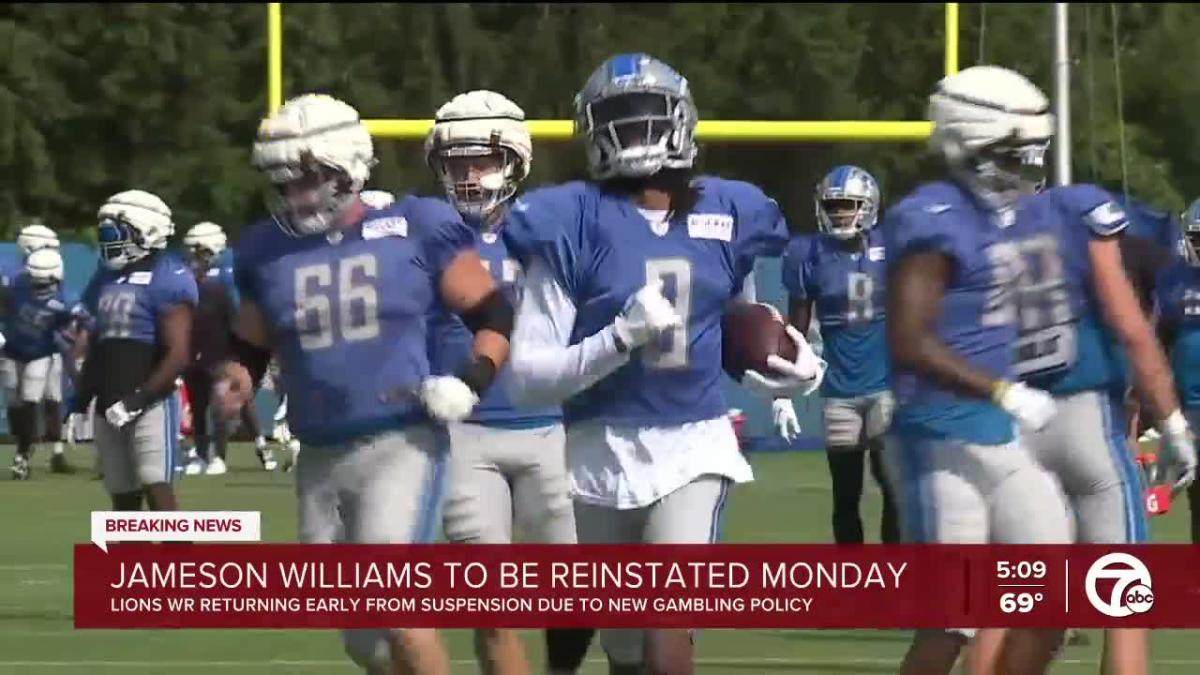 Jameson Williams eligible to return to Lions on Monday after NFL revises gambling policy