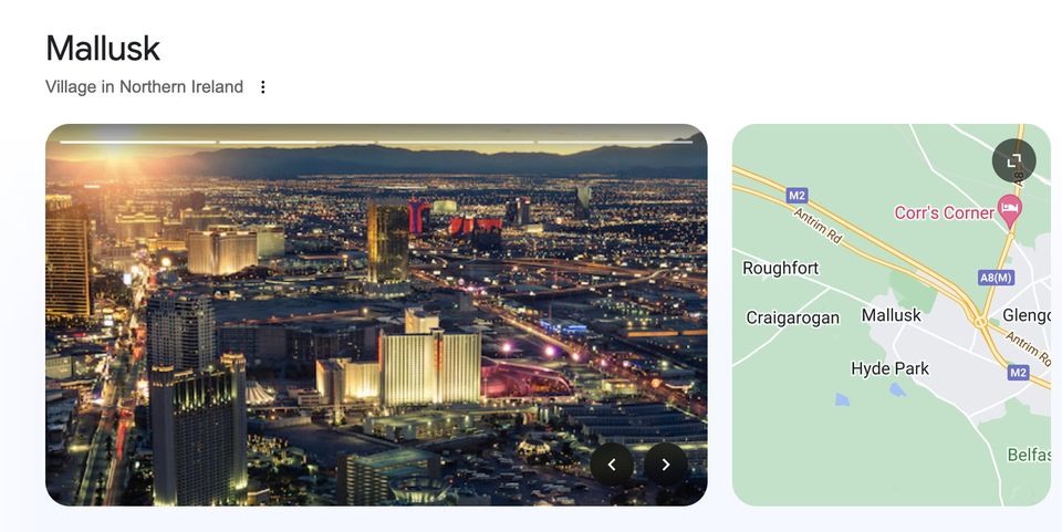 Las Vegas at night image that appears in search for Mallusk