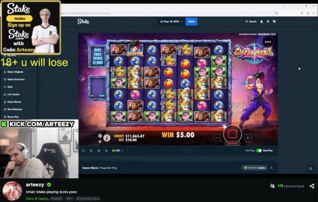 Arteezy gambling live on Kick.