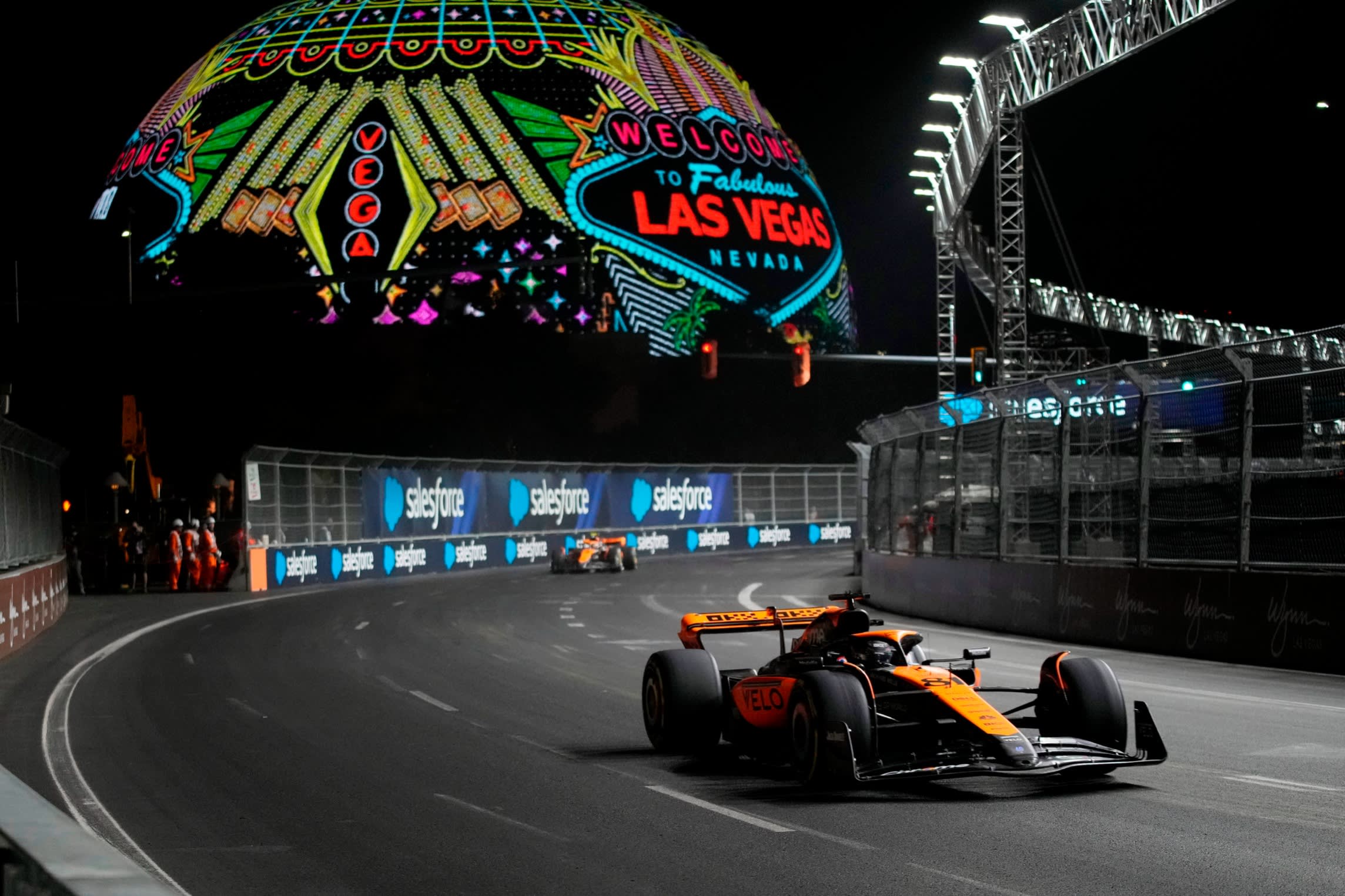 McLaren driver Oscar Piastri, of Australia, drives during a practice session for the Formula One Las Vegas Grand Prix. Entain began sponsoring McLaren Racing last year