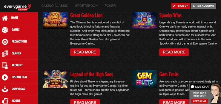 Everygame online gambling site in Texas