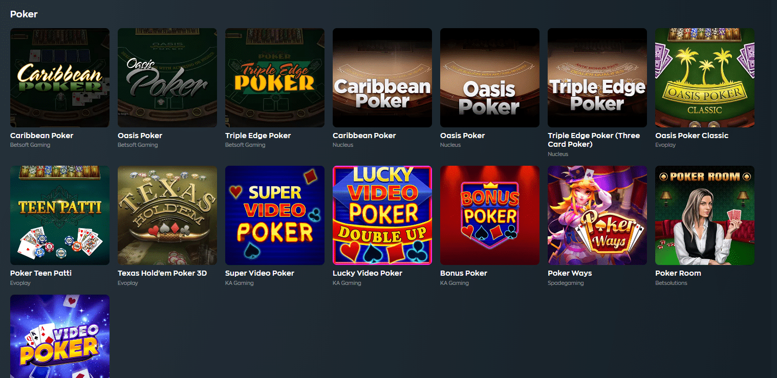 Vave Casino Poker Games