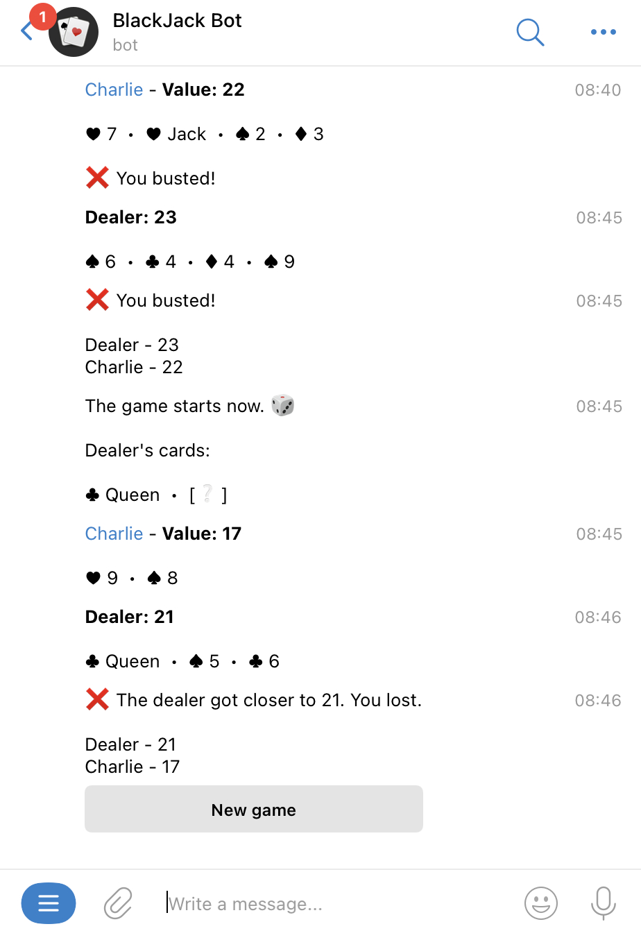 BlackJack Bot Telegram channel