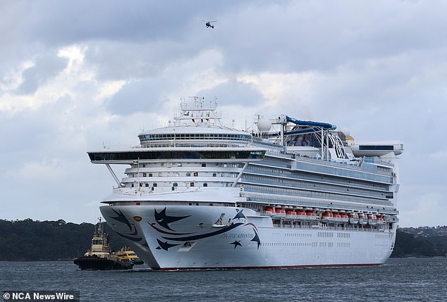 Pictured: The Pacific Adventure sailing into Sydney on May 6 after being delayed due to an ocean search for Shane Dixon