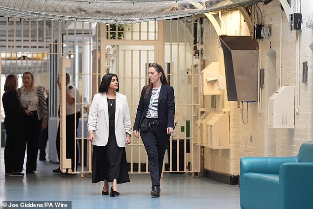 Ms Mahmood is given a tour of HMP Bedford in Harpur by the prison's governor Sarah Bott