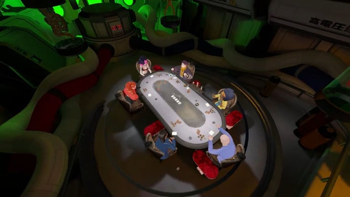 Five players face off in a dangerous card game in Death Game Hotel.