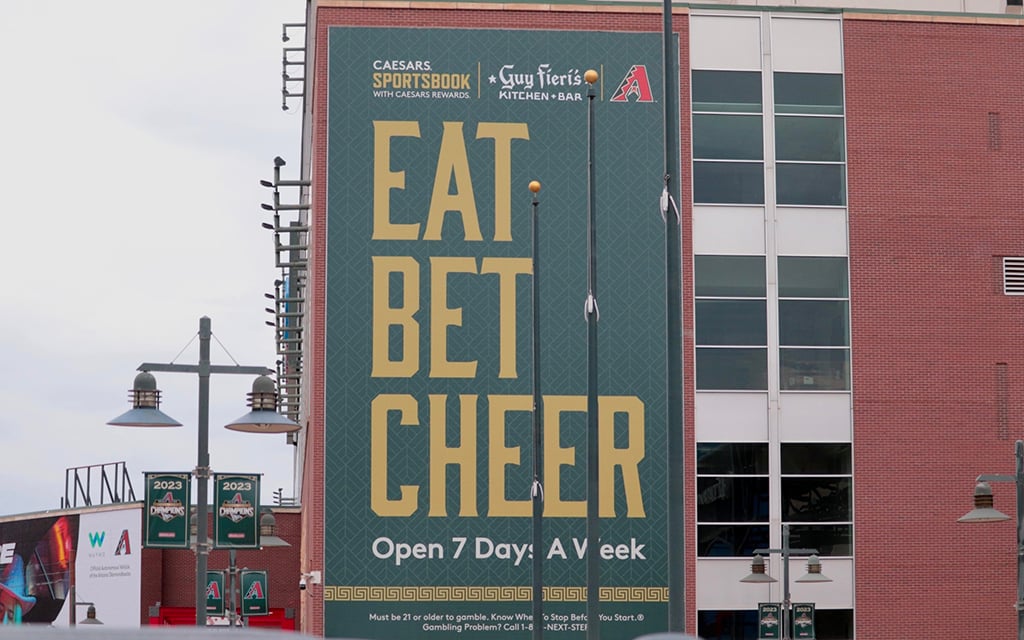 At Guy Fieri's DTPHX Kitchen + Bar, home to Caesars Sportsbook, fans can enjoy a meal and place sports bets under one roof in downtown Phoenix. (Photo by Grace Hand/Cronkite News)