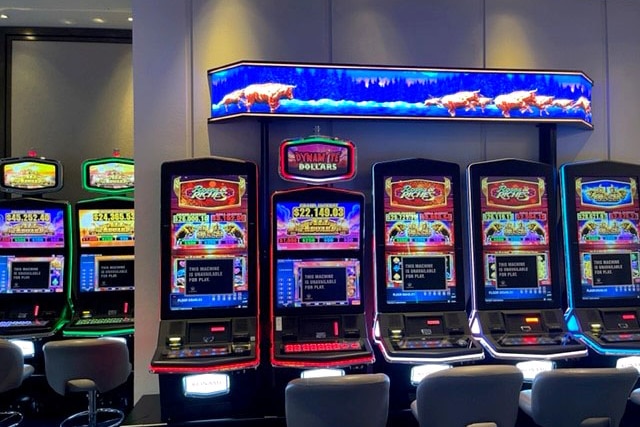 A row of electronic gambling machines