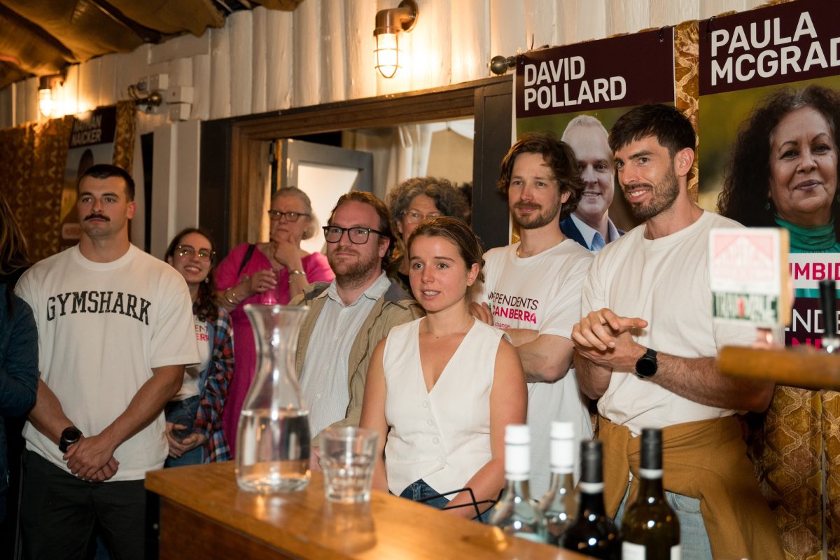 crowd at bar for political launch 