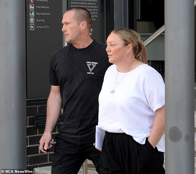 Hannah's parents, Glen and Debbie McGuire, are pictured leaving the court on Tuesday