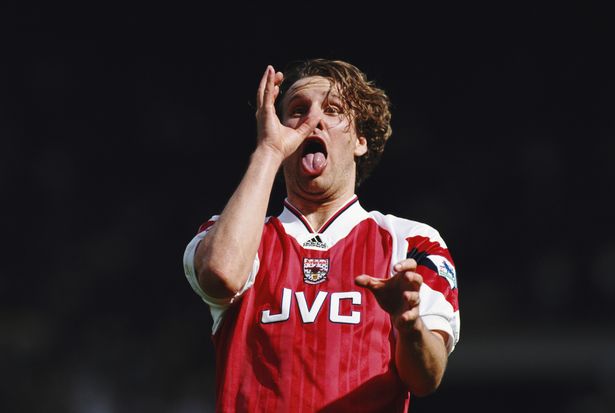 Paul Merson with a drinking celebration after 1993 FA Cup semi final win