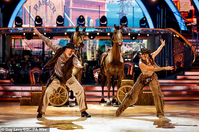 He performed a Western-themed cha cha in last week's episode with pro dancer Karen Hauer