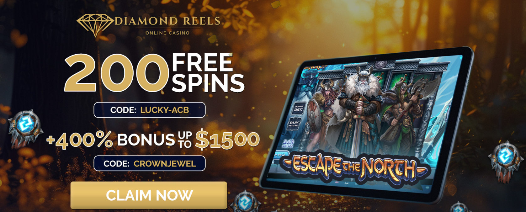 Diamond Reels Casino No Deposit Bonus - 200 FREE Spins!