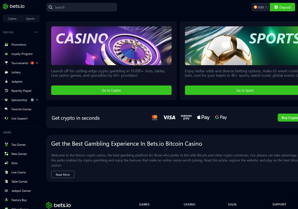 Bets.io Homepage