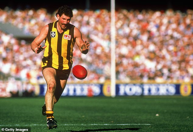 Robert was known for his big moustache and also being heavily crunched by AFL legend Gary Ablett in the first quarter of the notorious 1989 Grand Final