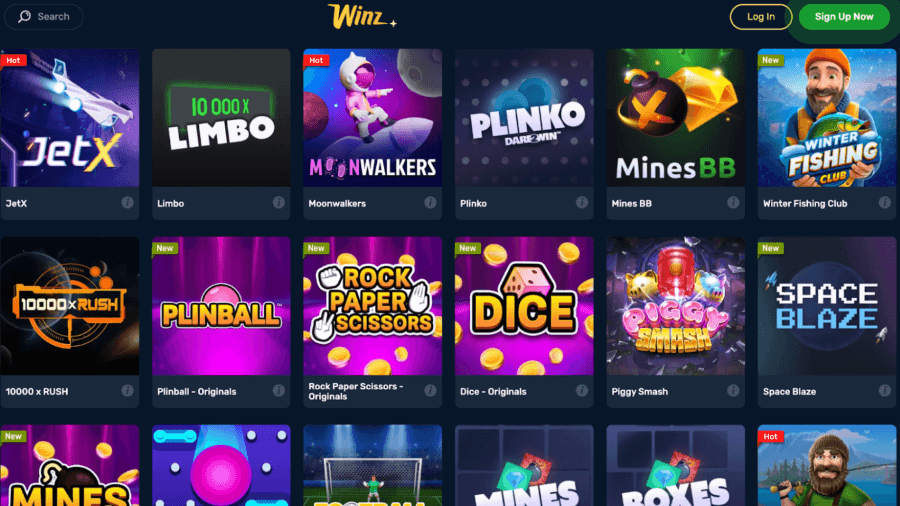 Game offering on Winz.io