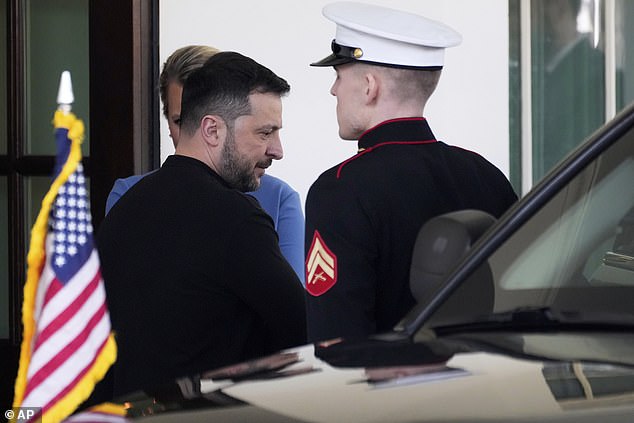 Ukraine's President Volodymyr Zelensky departs the White House