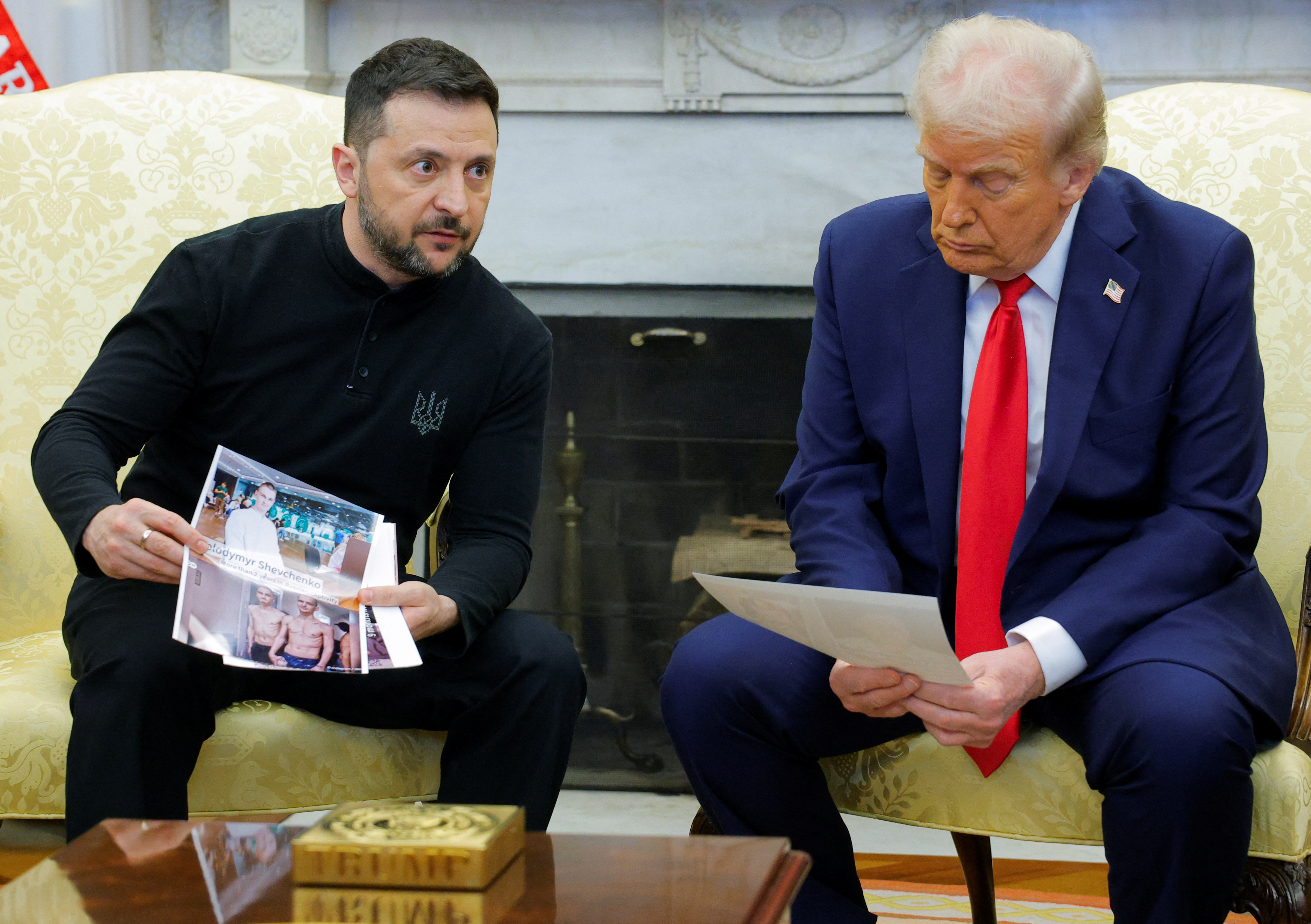 U.S. President Donald Trump meets with Ukrainian President Volodymyr Zelenskiy at the White House in Washington, D.C., U.S., February 28, 2025. REUTERS/Brian Snyder