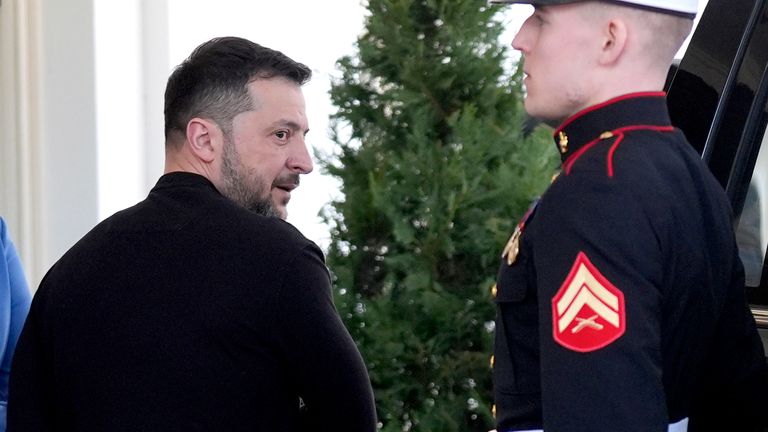 Ukrainian President Volodymyr Zelenskyy, left, departs after a meeting with President Donald Trump at the White House, Friday, Feb. 28, 2025, in Washington. (AP Photo/Evan Vucci)