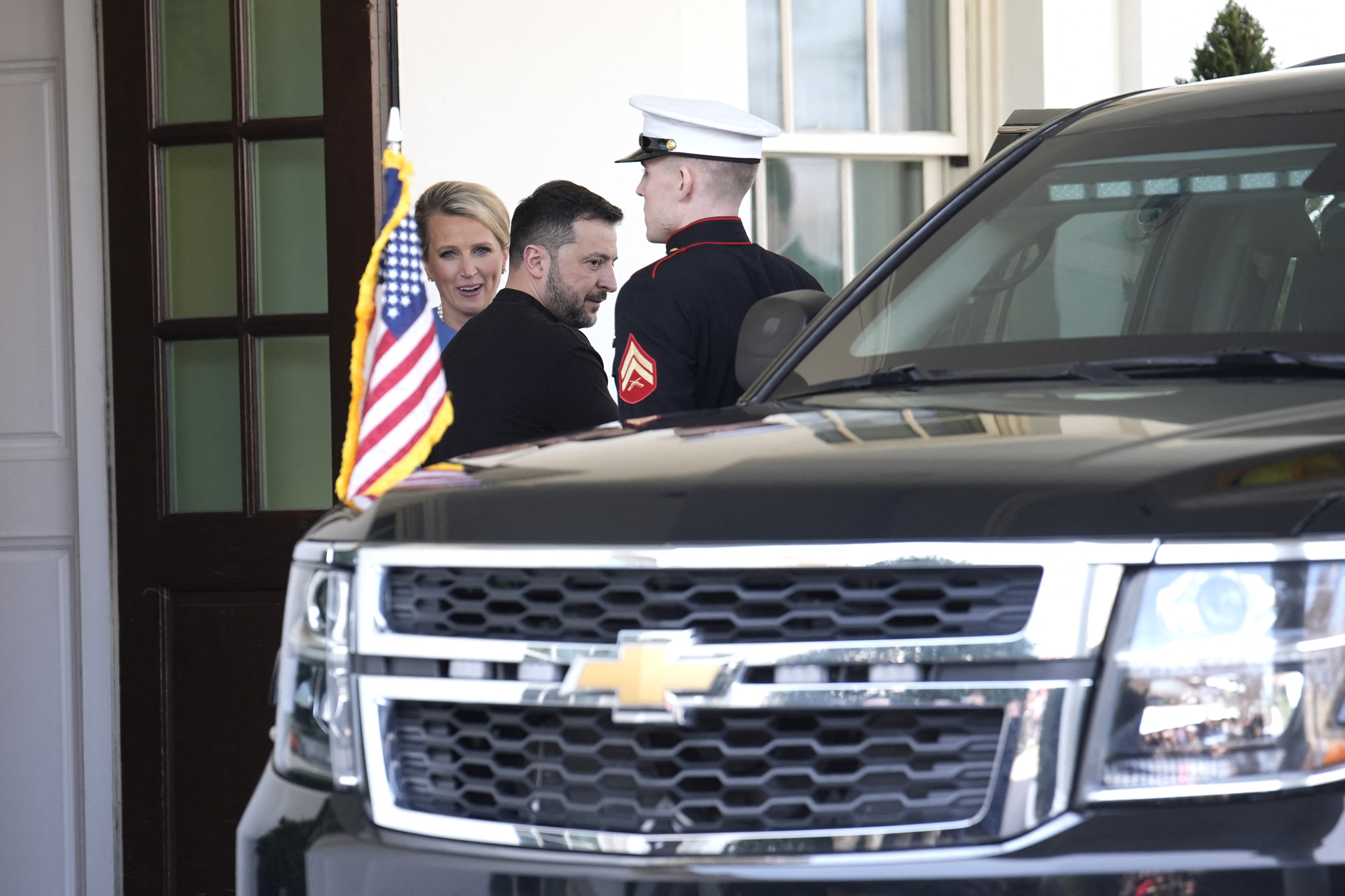 Volodymyr Zelensky departing from the White House.